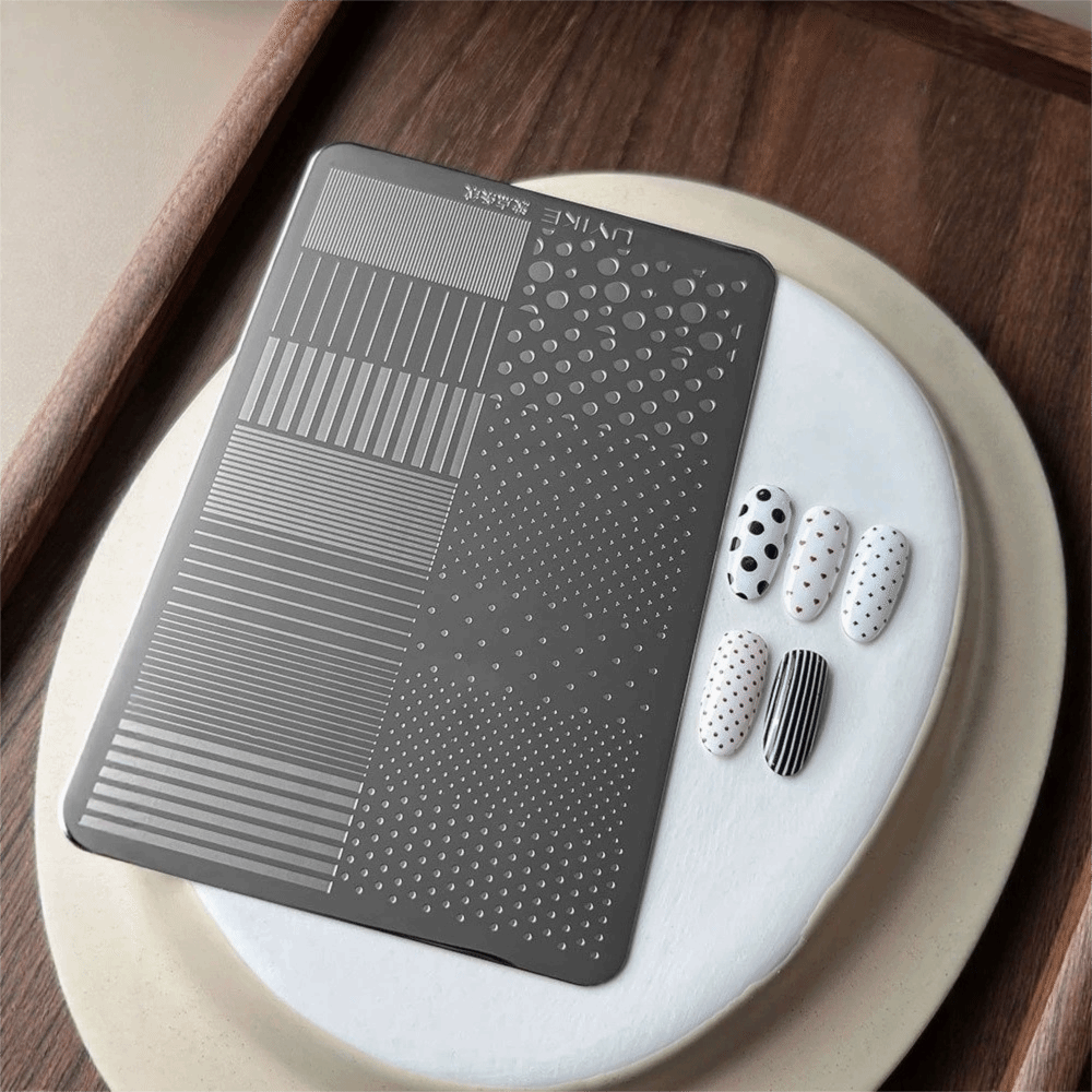 3D Printing Templates Free - ドット柄ネイルアートスタンピングプレート直線ストリップラインネイル印刷ボード金属 3D ネイルアートテンプレート