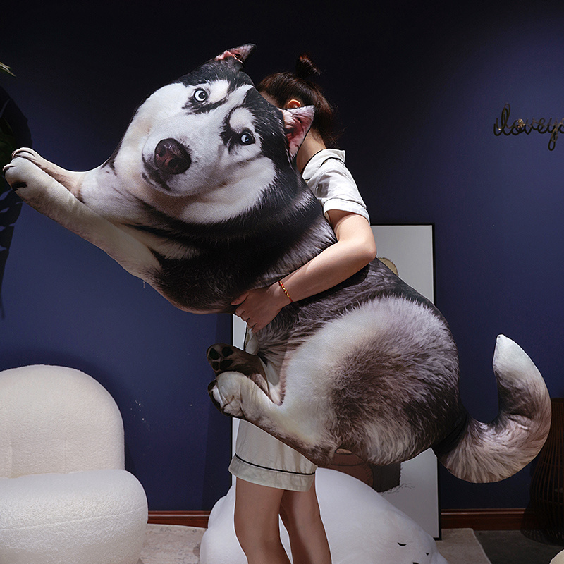 3D Printing With Pp - シミュレーションハスキー犬ぬいぐるみ枕3Dプリントハスキークッション奇妙なクリエイティブないたずらギフト家の寝室リビングルームの装飾