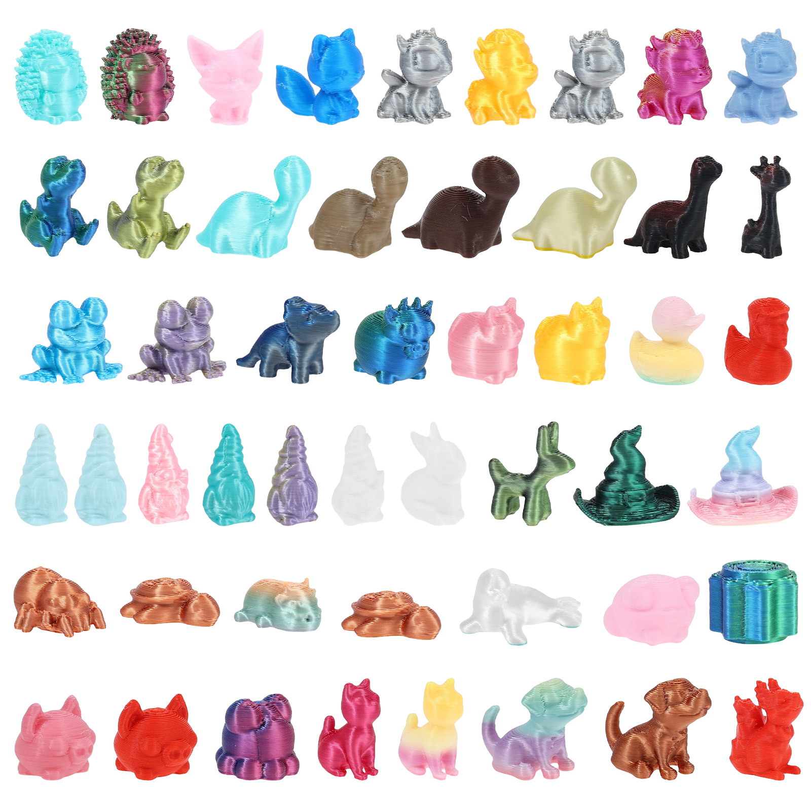 3D Printing Pot - 50個入り ミニおもちゃ 3Dプリント PLA製 動物 ペットフィギュア