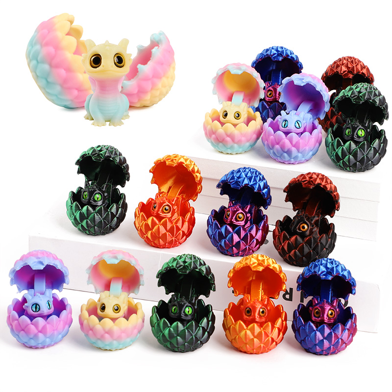 3D Printing Egg - かわいい3Dプリントドラゴンの卵、ミニドラゴンのサプライズおもちゃ入り、子供の誕生日パーティーの記念品、イースターの景品、クリスマスのギフトに