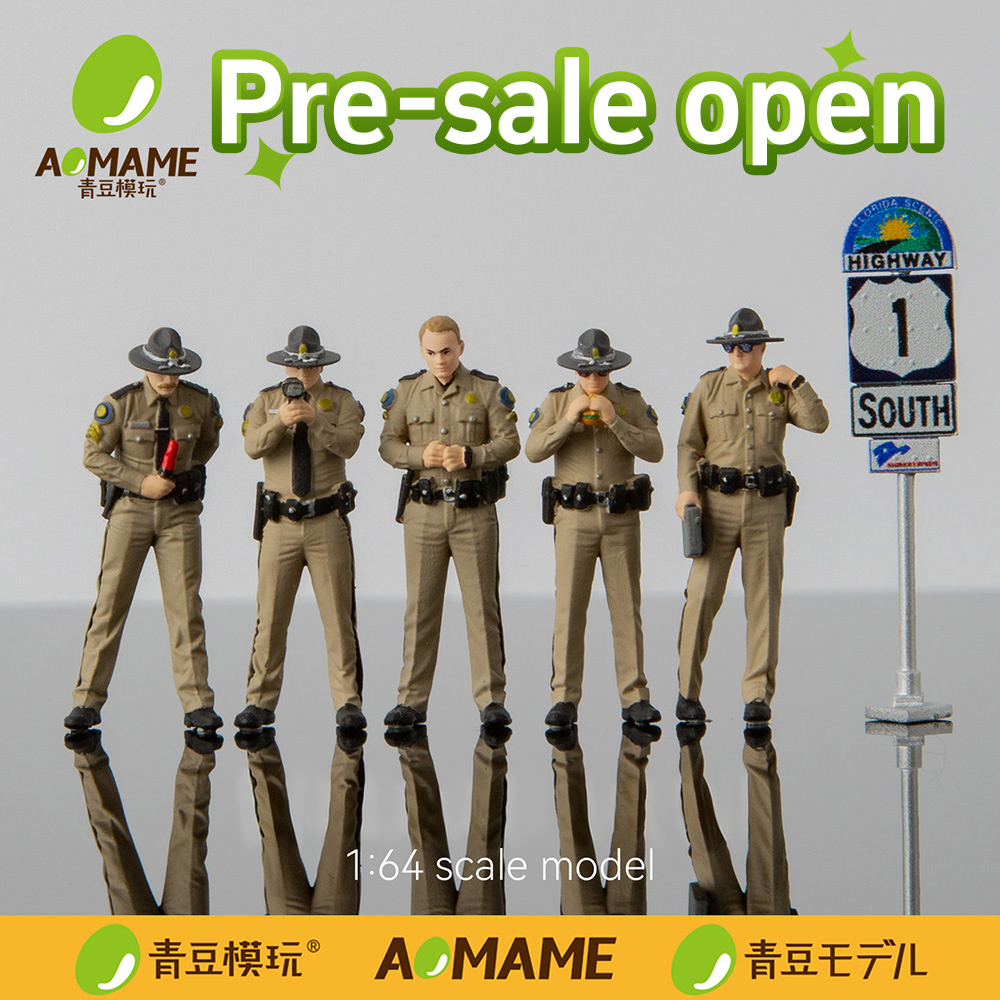 3D Printing Diecast Cars - 先行販売 Kicarmod 1/64 フロリダ高速道路警察樹脂フィギュアセット、3D プリントされたアメリカのストリートシーンミニチュアモデルキット
