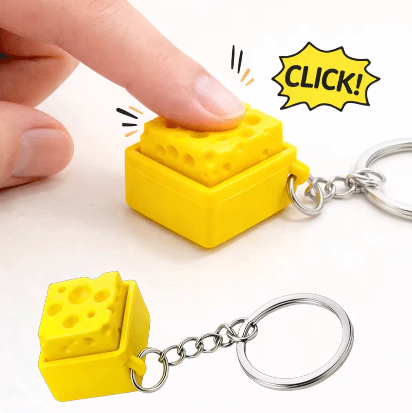 3D Printing Keyboard - 3Dプリントミニチーズキーボードクリッカーキーホルダーフィジェットボタンストレス解消キーリングおもちゃギフトキーホルダーアクセサリー