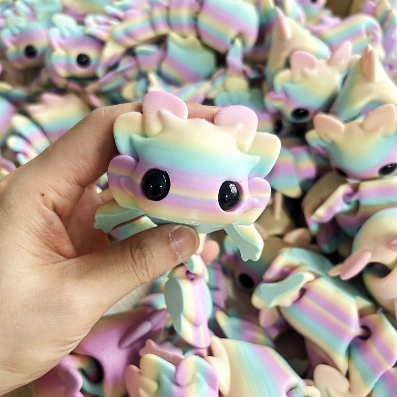3D Printing Gif - 3Dプリントされた小さな動物セットジョイントキュートなサンショウウオの赤ちゃん3Dプリント動物、家庭、オフィス、クラフト用プリントフィギュア、クリスマスプレゼント
