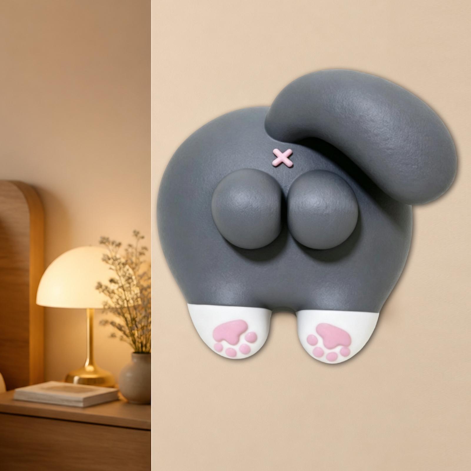 3D Printing With Pp - かわいいオンオフプレートの壁飾り、面白い猫のお尻の3Dプリント防水装飾壁プレート、バスルーム、玄関、リビングルーム、自宅用
