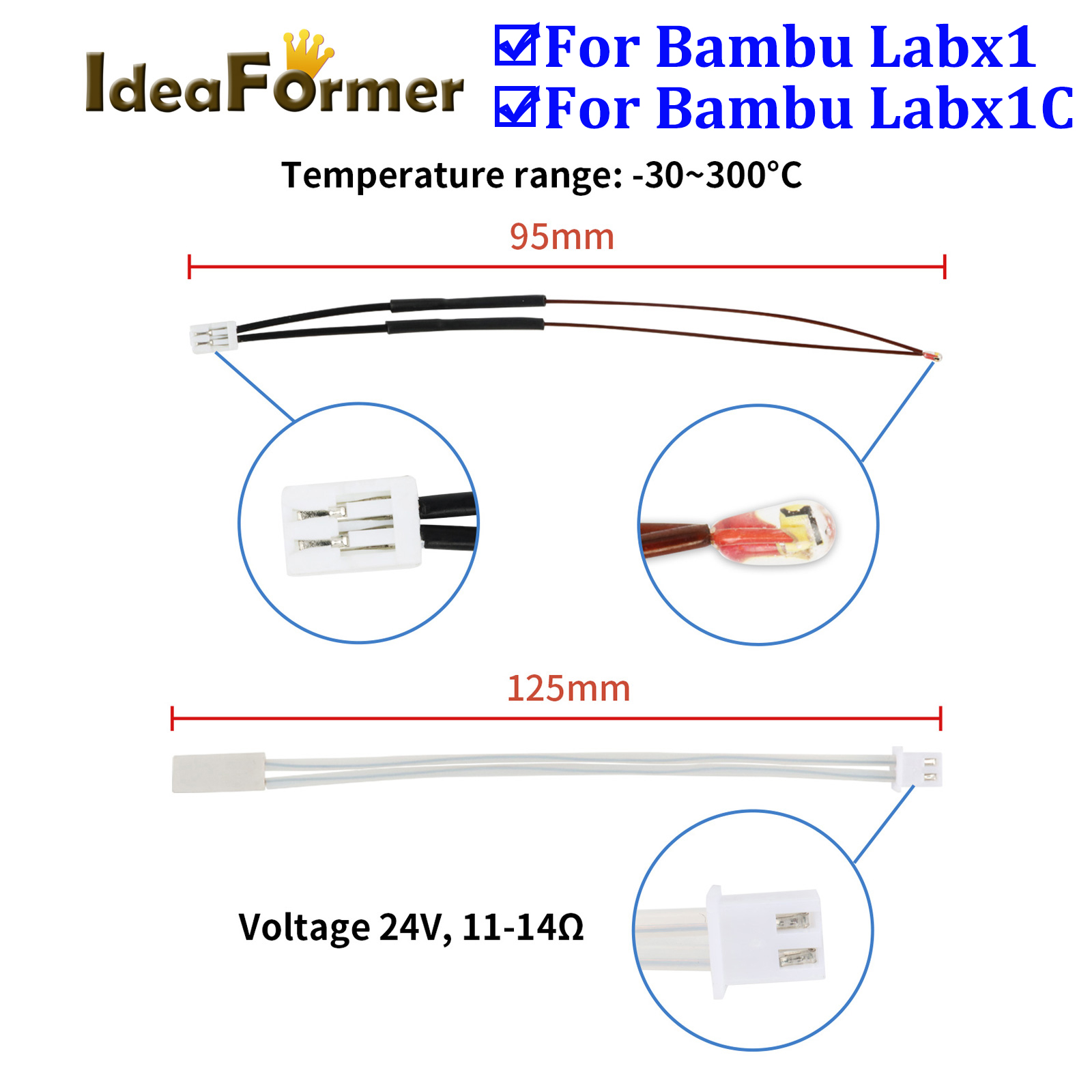 3D Printing X1 Carbon - 24V 48W セラミックカートリッジヒーター 100K NTC 3950