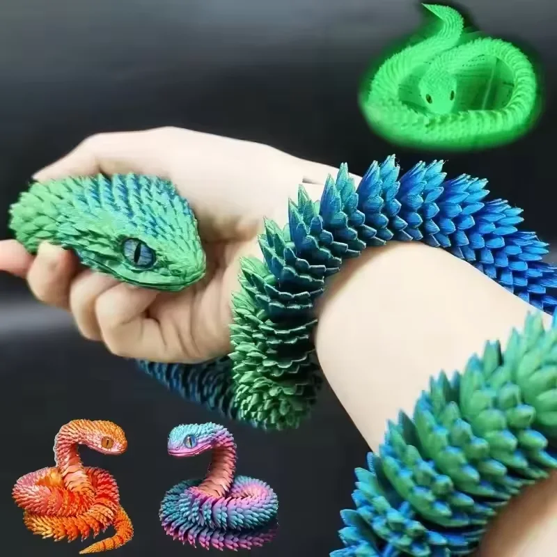 3D Printing Gif - 3D プリントヘビ可動ジョイントそわそわおもちゃ置物シミュレーションヘビオフィスデスクトップ装飾クリスマスギフト工芸品ミニチュア