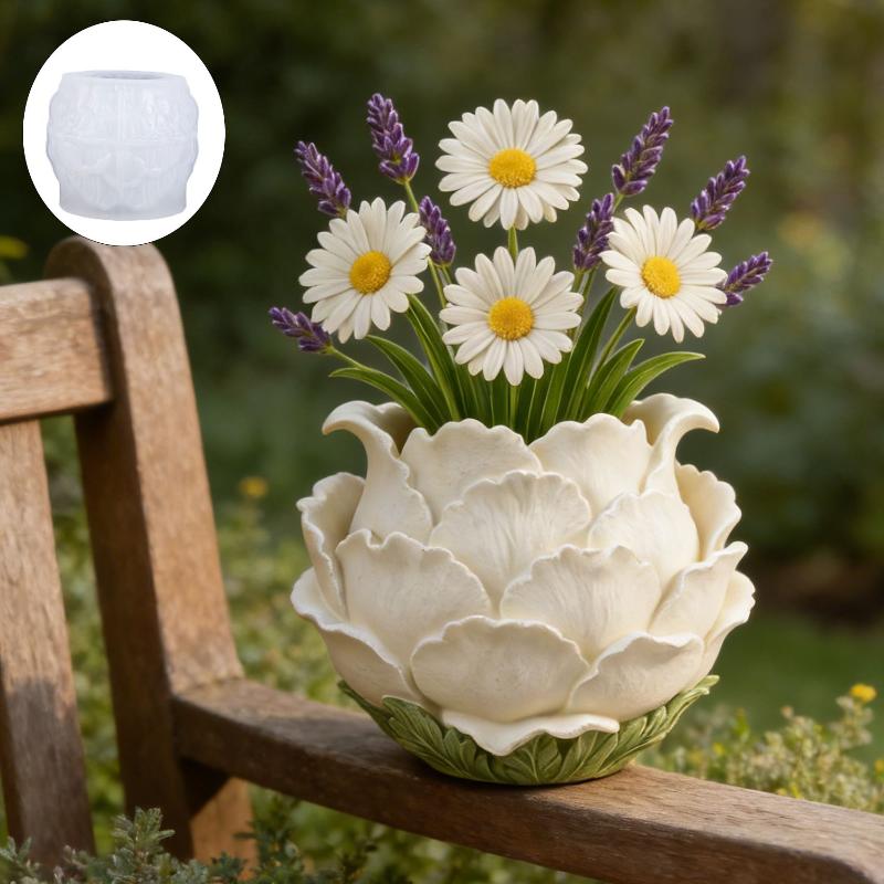 3D Printing Pot - 3D手作り牡丹の花の鉢シリコンモールド DIYライトラグジュアリースタイル樹脂製プランター家の装飾用