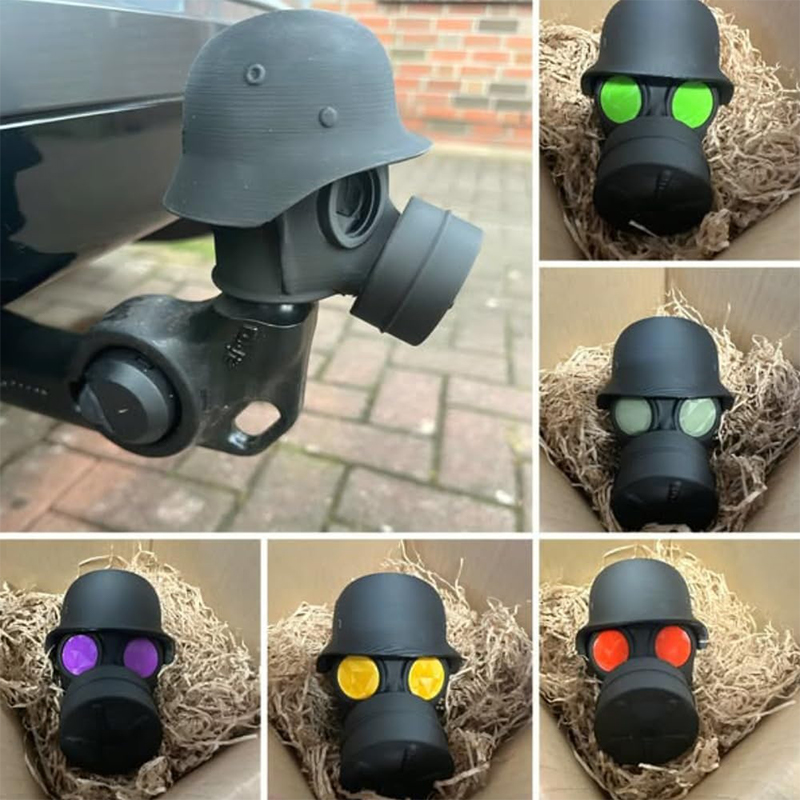 3D Printing Steel - トレーラーヒッチカバー スチールヘルメットとガスマスク付き 3Dプリントトレーラーヒッチボールカバー レシーバーチューブの錆びを防ぎます