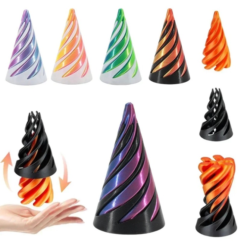 3Dプリント回転ピラミッドスパイラルコーンおもちゃマジックパ - 3D Printing Gif のレビューと価格