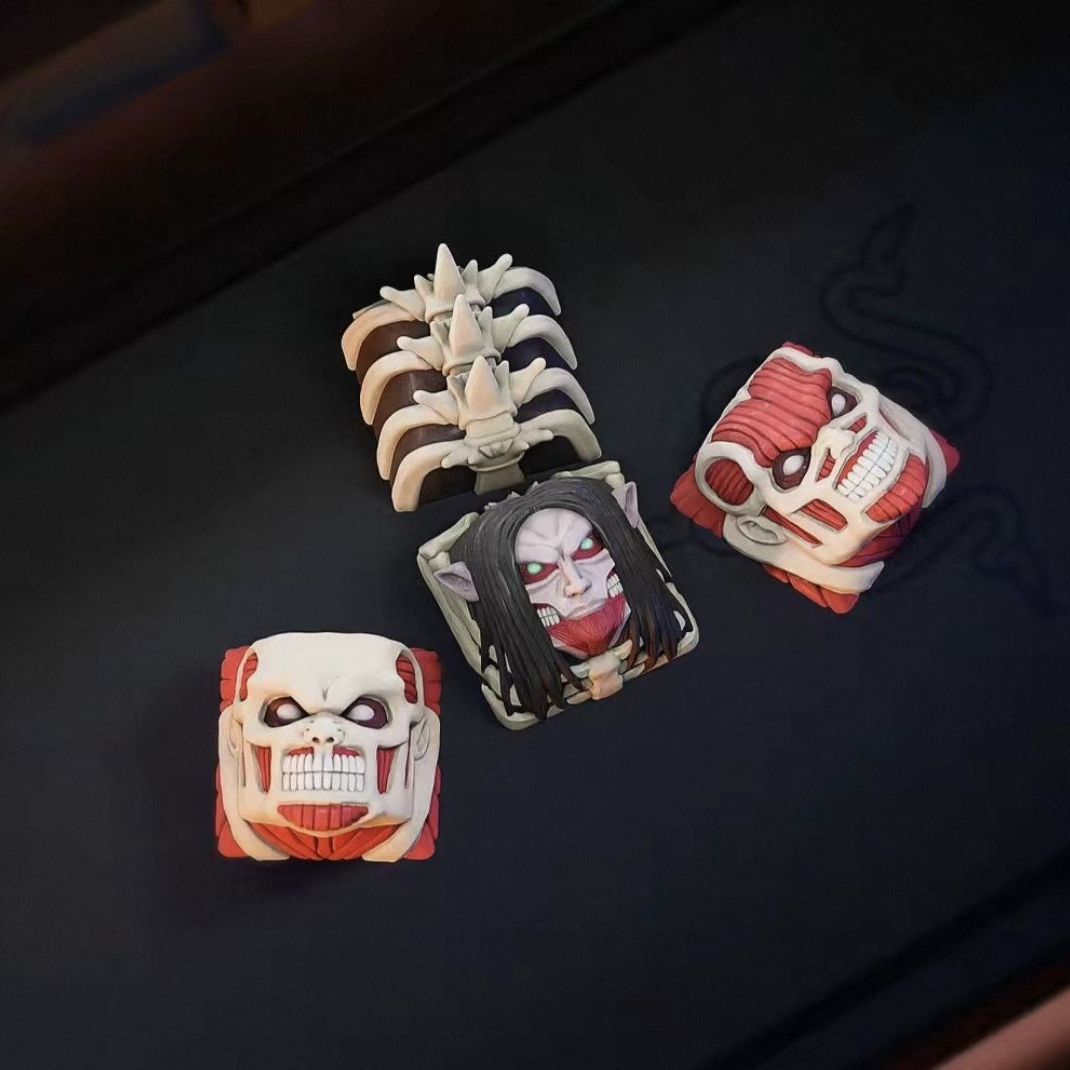 新しい進撃の巨人共同ブランドキーキャップセット漫画アラン 3 - 3D Printing Keyboard のレビューと価格